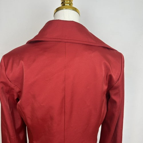 Cole Haan Coat Womens Size 2 Red Double Breasted Notched Collar Vintage Classic