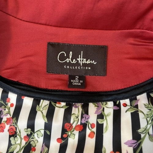 Cole Haan Coat Womens Size 2 Red Double Breasted Notched Collar Vintage Classic