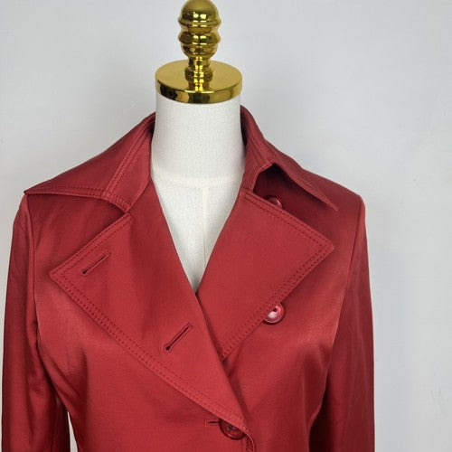 Cole Haan Coat Womens Size 2 Red Double Breasted Notched Collar Vintage Classic