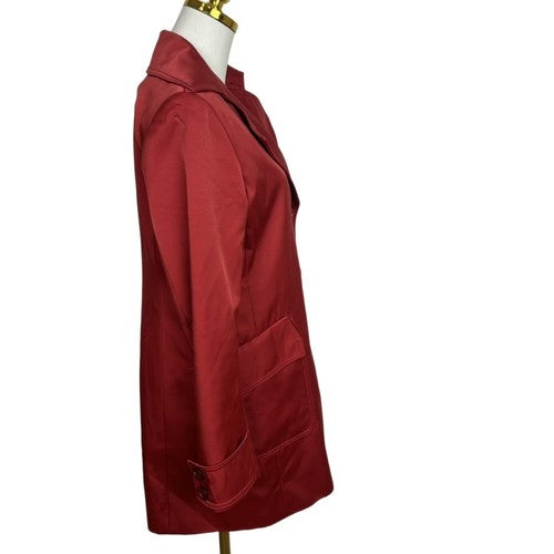 Cole Haan Coat Womens Size 2 Red Double Breasted Notched Collar Vintage Classic