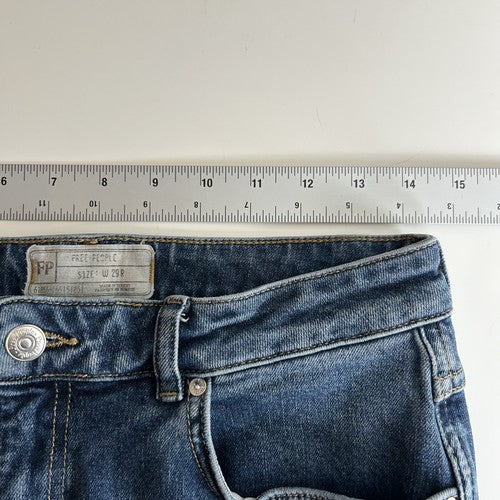 Free People Jeans Womens W29 Blue Denim Flare Modern Cropped Raw Hem Trendy