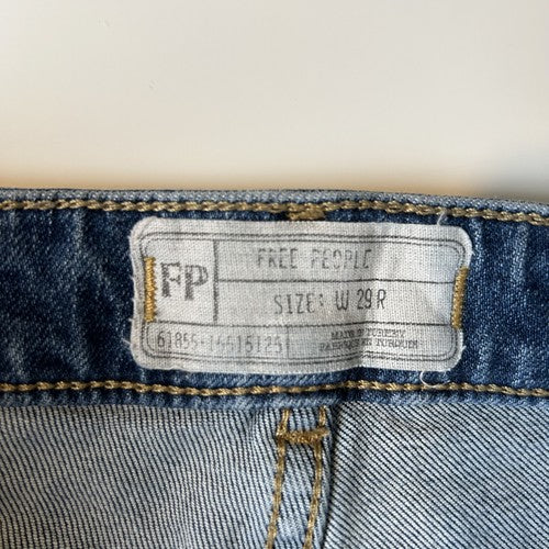 Free People Jeans Womens W29 Blue Denim Flare Modern Cropped Raw Hem Trendy