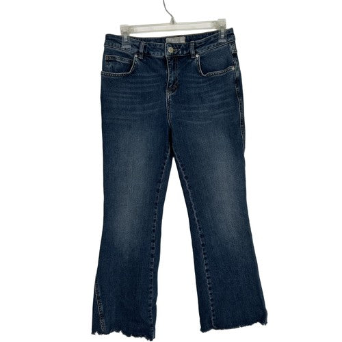 Free People Jeans Womens W29 Blue Denim Flare Modern Cropped Raw Hem Trendy