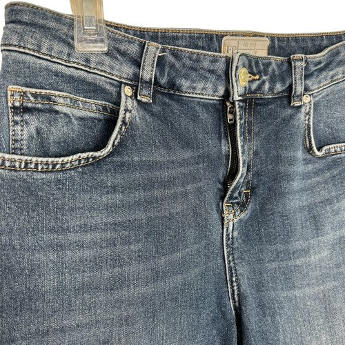 Free People Jeans Womens W29 Blue Denim Flare Modern Cropped Raw Hem Trendy