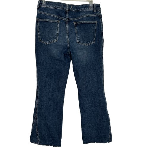 Free People Jeans Womens W29 Blue Denim Flare Modern Cropped Raw Hem Trendy