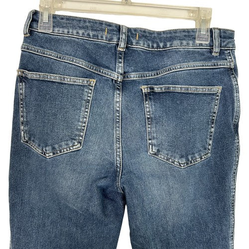 Free People Jeans Womens W29 Blue Denim Flare Modern Cropped Raw Hem Trendy