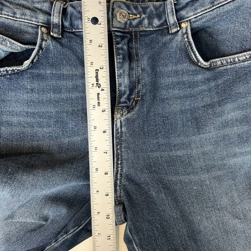 Free People Jeans Womens W29 Blue Denim Flare Modern Cropped Raw Hem Trendy