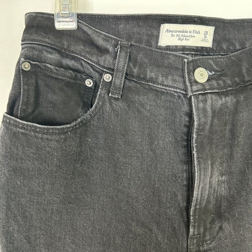 Abercrombie Fitch Jeans Womens Size 29 Short Black 90s Relaxed High Rise Distressed