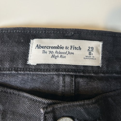 Abercrombie Fitch Jeans Womens Size 29 Short Black 90s Relaxed High Rise Distressed
