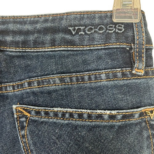 Vigoss Jeans Womens Size 26 Dark Wash Distressed Skinny Ripped Knees Frayed Hem Edgy