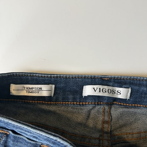 Vigoss Jeans Womens Size 26 Dark Wash Distressed Skinny Ripped Knees Frayed Hem Edgy