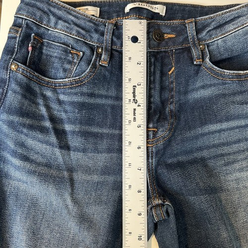 Vigoss Jeans Womens Size 26 Dark Wash Distressed Skinny Ripped Knees Frayed Hem Edgy