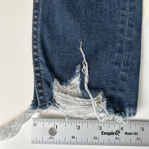 Vigoss Jeans Womens Size 26 Dark Wash Distressed Skinny Ripped Knees Frayed Hem Edgy