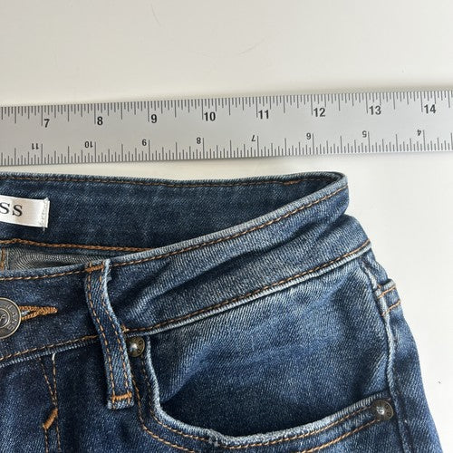 Vigoss Jeans Womens Size 26 Dark Wash Distressed Skinny Ripped Knees Frayed Hem Edgy