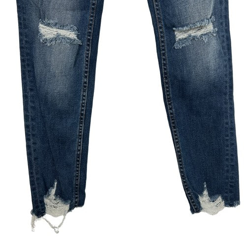 Vigoss Jeans Womens Size 26 Dark Wash Distressed Skinny Ripped Knees Frayed Hem Edgy