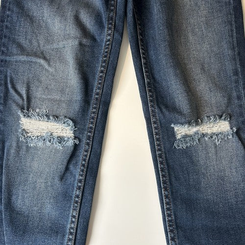 Vigoss Jeans Womens Size 26 Dark Wash Distressed Skinny Ripped Knees Frayed Hem Edgy