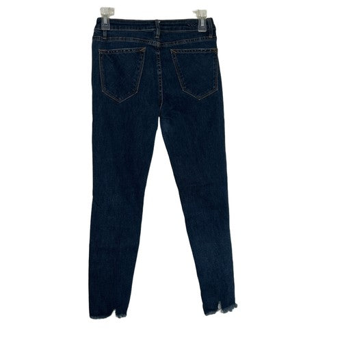 Vigoss Jeans Womens Size 26 Dark Wash Distressed Skinny Ripped Knees Frayed Hem Edgy