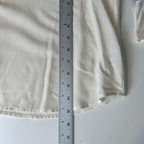 J Crew Blouse Womens 12 Beige 100% Silk Long Sleeve Sheer Detail Elegant Modern