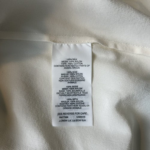 J Crew Blouse Womens 12 Beige 100% Silk Long Sleeve Sheer Detail Elegant Modern