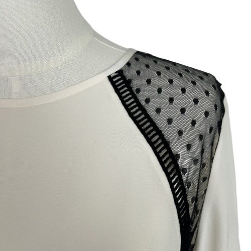 J Crew Blouse Womens 12 Beige 100% Silk Long Sleeve Sheer Detail Elegant Modern
