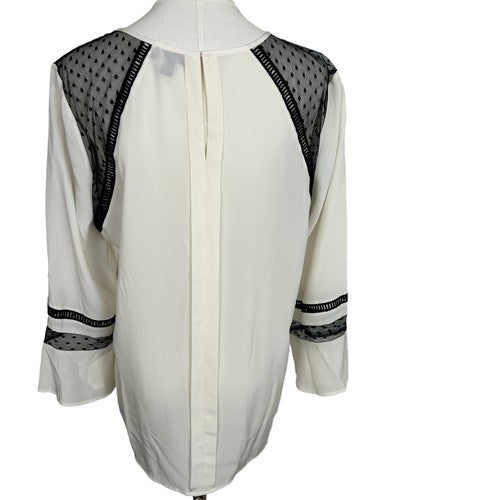 J Crew Blouse Womens 12 Beige 100% Silk Long Sleeve Sheer Detail Elegant Modern