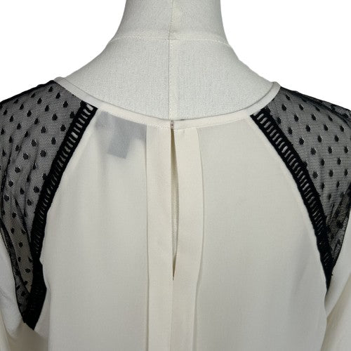 J Crew Blouse Womens 12 Beige 100% Silk Long Sleeve Sheer Detail Elegant Modern