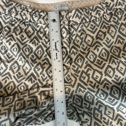Marinotti Pants Womens 44 Aztec Pattern Slim Fit Made in Italy Cotton Boho Retro