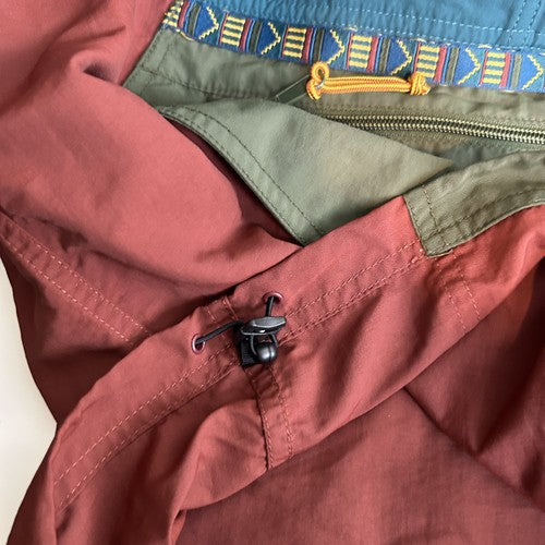 LLBean Jacket Mens Medium Green Color block Hooded Half Zip Outdoor Retro Sporty