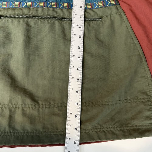 LLBean Jacket Mens Medium Green Color block Hooded Half Zip Outdoor Retro Sporty