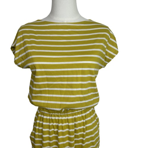 Boden T-shirt Dress Midi Womens US 8R /UK12 Green Striped Boat Neck Short Sleeve