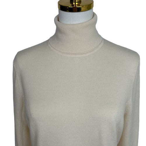 Brooks Brothers Sweater Womens Large Beige Turtleneck 100% Merino Wool Classic