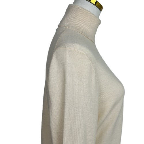 Brooks Brothers Sweater Womens Large Beige Turtleneck 100% Merino Wool Classic