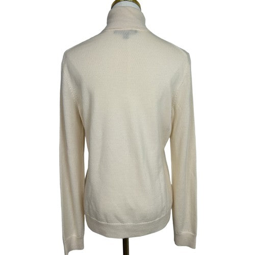 Brooks Brothers Sweater Womens Large Beige Turtleneck 100% Merino Wool Classic