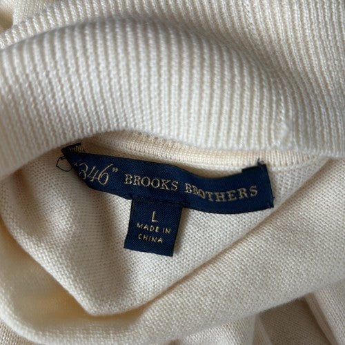 Brooks Brothers Sweater Womens Large Beige Turtleneck 100% Merino Wool Classic