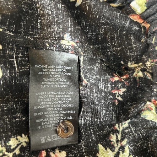 Anthropologie Pilcro Blouse Womens Top Black Size M Floral Waist-tie Cropped