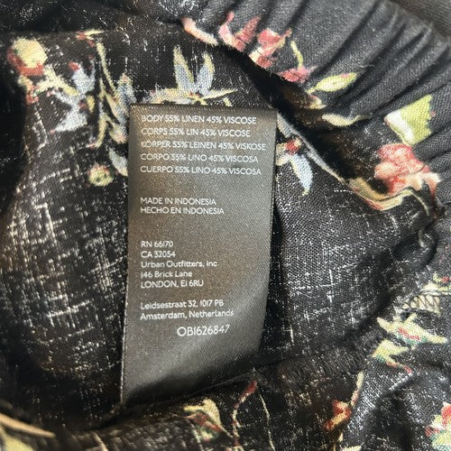 Anthropologie Pilcro Blouse Womens Top Black Size M Floral Waist-tie Cropped