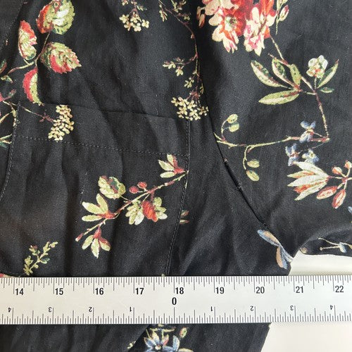 Anthropologie Pilcro Blouse Womens Top Black Size M Floral Waist-tie Cropped