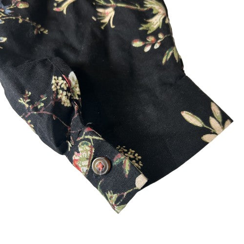 Anthropologie Pilcro Blouse Womens Top Black Size M Floral Waist-tie Cropped