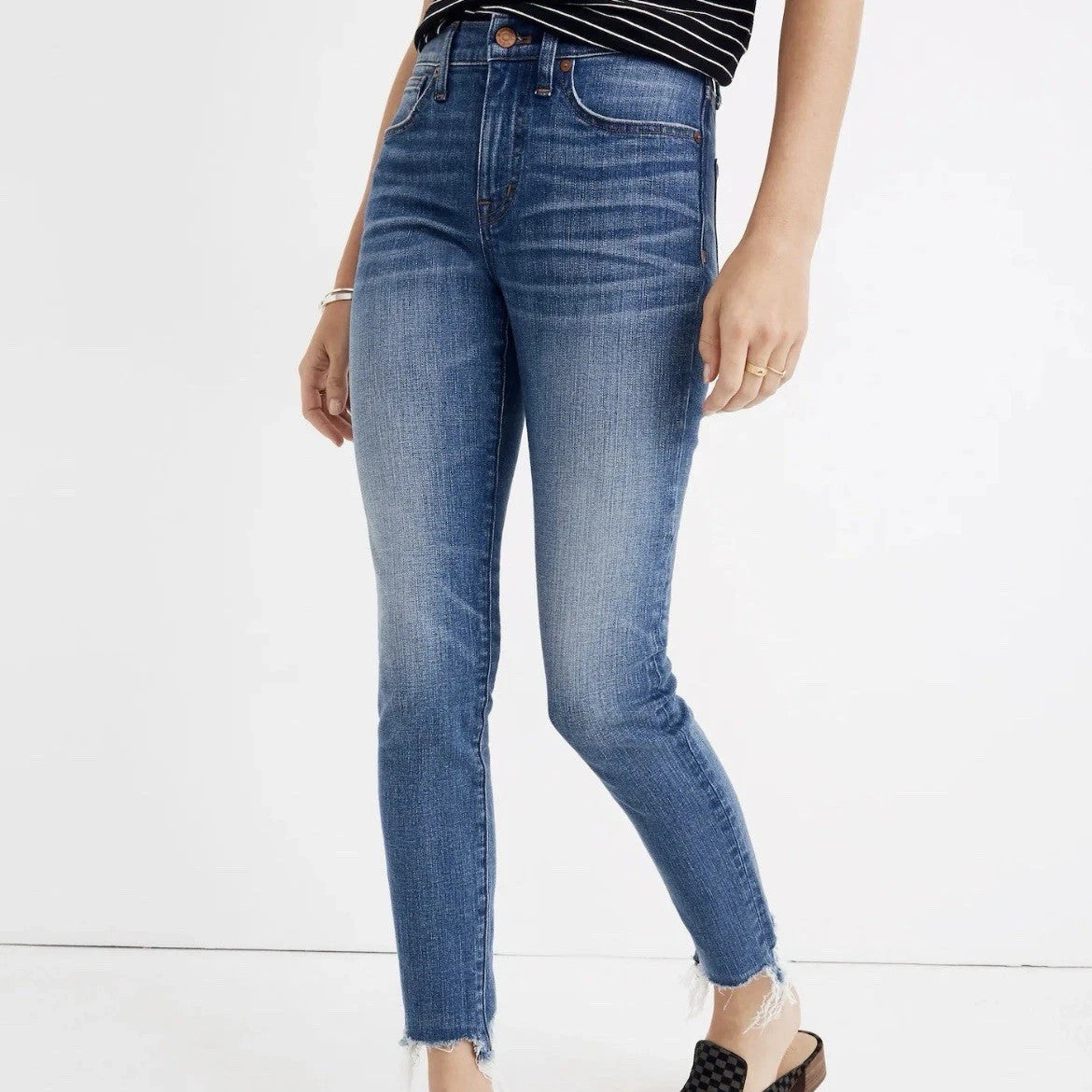 Madewell Jeans Womens Size 26 Blue 9" High Rise Skinny Crop RawHem Minimalist City