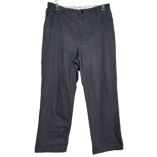 The Tog Shop Pants Womens 10 Petite Dark Gray Straight Leg Elastic Waist Classic