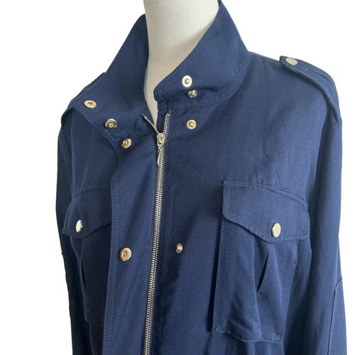White-House-Black-Market Jacket Womens Large Navy Utility Cargo Urban Chic