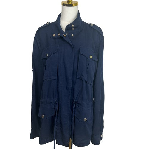 White-House-Black-Market Jacket Womens Large Navy Utility Cargo Urban Chic