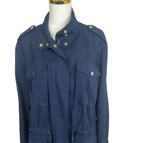 White-House-Black-Market Jacket Womens Large Navy Utility Cargo Urban Chic