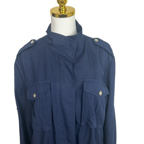 White-House-Black-Market Jacket Womens Large Navy Utility Cargo Urban Chic