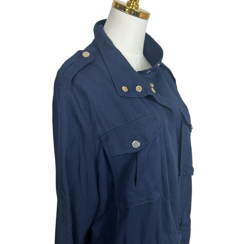 White-House-Black-Market Jacket Womens Large Navy Utility Cargo Urban Chic