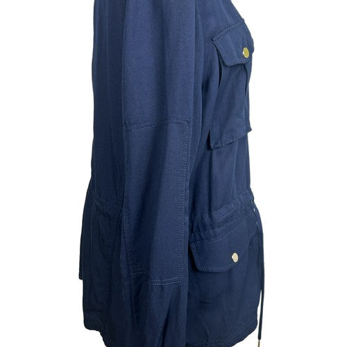 White-House-Black-Market Jacket Womens Large Navy Utility Cargo Urban Chic