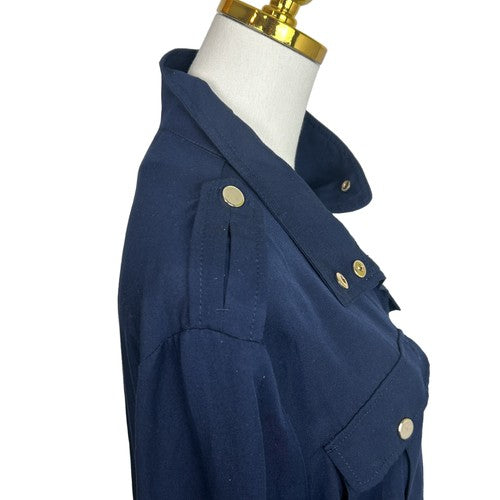 White-House-Black-Market Jacket Womens Large Navy Utility Cargo Urban Chic