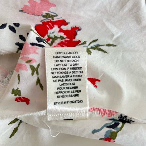 Rebecca Taylor Sleeveless White Red Pink Floral Poplin Top Size 8 100% Cotton Chic