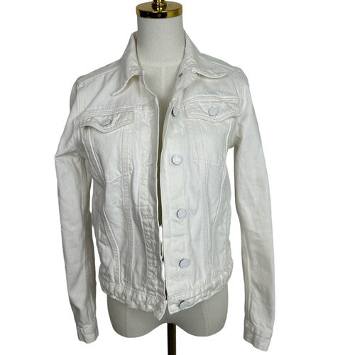 Gap 1969 Jacket Womens Medium White Denim Collared Chest Pockets Casual Classic