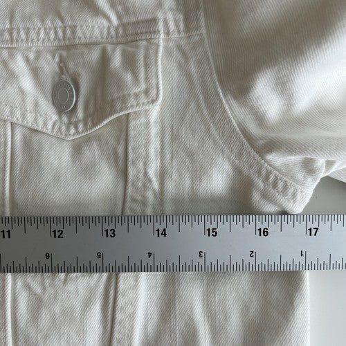 Gap 1969 Jacket Womens Medium White Denim Collared Chest Pockets Casual Classic